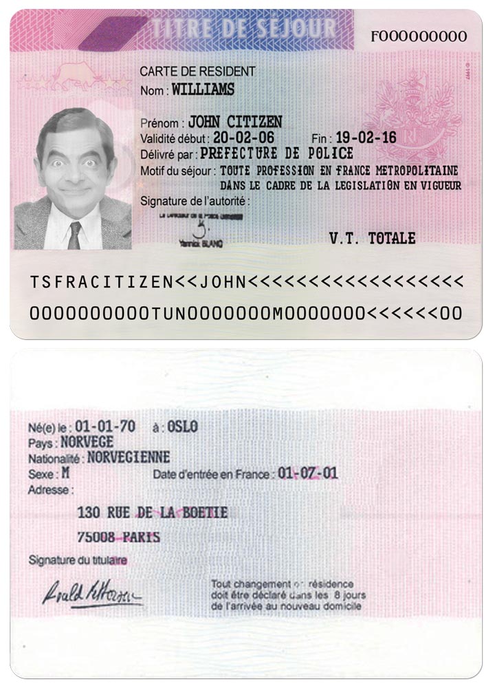 Titre de séjour FRANCE version 3